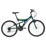 Ficha técnica e caractérísticas do produto Bicicleta Aro 24 Polimet Full Suspension Kanguru 18 Marchas Azul