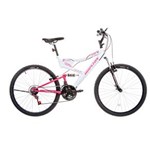 Ficha técnica e caractérísticas do produto Bicicleta Aro 26 Houston Vivid com 21 Marchas e Suspensão Dianteira – Branca/Rosa