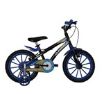 Bicicleta Athor Aro 16 Baby Lux Masculino Preta com Kit Azul
