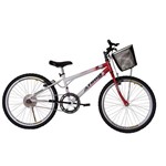 Bicicleta Athor Aro 24 Mtb S/m Model Feminino C/ Cestão - Vermelha