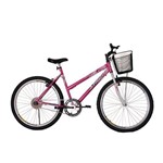 Ficha técnica e caractérísticas do produto Bicicleta Athor Aro 26 Mtb S/m Model Feminino C/ Cestão - Rosa