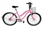 Ficha técnica e caractérísticas do produto Bicicleta Beach Aro 26 Feminina Retro Vintage Rosa Chiclete