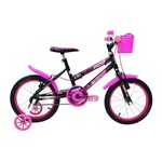Ficha técnica e caractérísticas do produto Bicicleta Cairu Aro16 com Cesta Feminina C-High Preto com Rosa