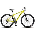 Ficha técnica e caractérísticas do produto Bicicleta Colli MTB High Performance Amarelo Neon Aro 29 Alum. Kit Shimano 21M Susp. Dianteira Freio