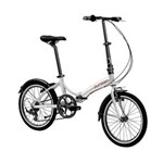 Ficha técnica e caractérísticas do produto Bicicleta Dobrável Aro 20 com 6 Marchas Shimano Quadro de Aço Carbono Prata - RIO - Durban (Prata)