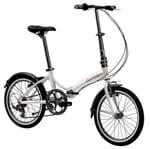 Ficha técnica e caractérísticas do produto Bicicleta Dobrável Aro 20 e 6 Marchas Prata - Durban Rio