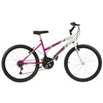 Bicicleta Feminina 18 Marchas Aro 24 Rosa e Branco Ultra Bikes