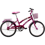 Ficha técnica e caractérísticas do produto Bicicleta Feminina Aro 20 com cestinha Susi Rosa Verniz