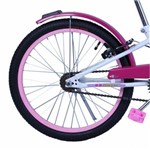 Bicicleta Feminina Aro 20 Fashion com Cestinha Branco e Rosa