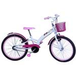 Ficha técnica e caractérísticas do produto Bicicleta Feminina Aro 20 Fashion com Cestinha Branco e Rosa