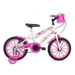 Ficha técnica e caractérísticas do produto Bicicleta Free Action Aro 16 Kiss C/ Cesta Branco e Rosa - Status Bike