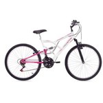 Ficha técnica e caractérísticas do produto Bicicleta Free Action Aro 26 Full FA240 18V Branco/Rosa - 04-047.013 - Branco