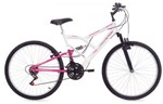 Ficha técnica e caractérísticas do produto Bicicleta Free Action Aro 26 Full FA240 18V Branco/Rosa - 04-047.013