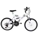 Ficha técnica e caractérísticas do produto Bicicleta Full Suspension Kanguru Aço Aro 20 Polimet - Branco