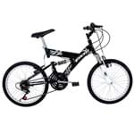 Ficha técnica e caractérísticas do produto Bicicleta Full Suspension Kanguru Aço Aro 20 Polimet - Preto