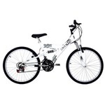 Ficha técnica e caractérísticas do produto Bicicleta Full Suspension Kanguru Aço Aro 24 Polimet - Branco - Branco