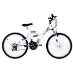 Ficha técnica e caractérísticas do produto Bicicleta Full Suspension Kanguru Aço Aro 24 Polimet - Branco