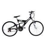 Ficha técnica e caractérísticas do produto Bicicleta Full Suspension Kanguru Aço Aro 24 Polimet - Preto - Preto
