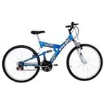 Ficha técnica e caractérísticas do produto Bicicleta Full Suspension Kanguru Aço Aro 26 Polimet - Azul