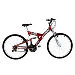 Ficha técnica e caractérísticas do produto Bicicleta Full Suspension Kanguru Aço Aro 26 Polimet - Vermelho