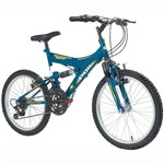 Ficha técnica e caractérísticas do produto Bicicleta Full Suspension Kanguru Aro 20 Azul - Polimet