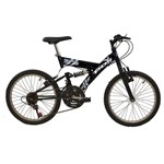Ficha técnica e caractérísticas do produto Bicicleta Full Suspension Kanguru Aro 20 Preta Polimet