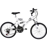 Ficha técnica e caractérísticas do produto Bicicleta Full Suspension Kanguru Aro 20 V-Brake 18V Branca Polimet - Cd