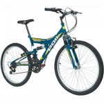 Ficha técnica e caractérísticas do produto Bicicleta Full Suspension Kanguru Aro 24 Azul - Polimet