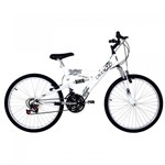 Ficha técnica e caractérísticas do produto Bicicleta Full Suspension Kanguru Aro 24 Branca Polimet