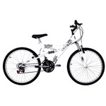 Ficha técnica e caractérísticas do produto Bicicleta Full Suspension Kanguru Aro 24 Branca - Polimet