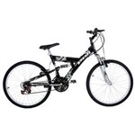 Ficha técnica e caractérísticas do produto Bicicleta Full Suspension Kanguru Aro 24 Preta Polimet
