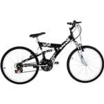 Ficha técnica e caractérísticas do produto Bicicleta Full Suspension Kanguru Aro 24 V-Brake 18V Preta Polimet - Cd