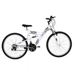 Ficha técnica e caractérísticas do produto Bicicleta Full Suspension Kanguru Aro 26 V-Brake 18V Branca Polimet - Cd