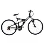 Ficha técnica e caractérísticas do produto Bicicleta Full Suspension Kanguru Aro 26 V-brake 18v Preta Polimet - Cd