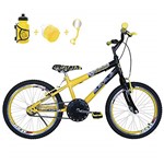 Ficha técnica e caractérísticas do produto Bicicleta Infantil Aro 20 Amarela Preta Kit e Roda Aero Amarelo com Acessórios