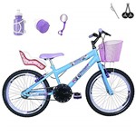 Ficha técnica e caractérísticas do produto Bicicleta Infantil Aro 20 Azul Claro Kit e Roda Aero Roxa com Cadeirinha