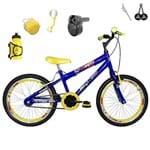 Ficha técnica e caractérísticas do produto Bicicleta Infantil Aro 20 Azul Kit e Roda Aero Amarelo C/ Acelerador Sonoro
