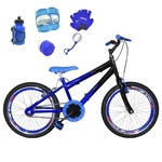 Ficha técnica e caractérísticas do produto Bicicleta Infantil Aro 20 Azul Preta Kit e Roda Aero Azul C/Acessórios e Kit Proteção