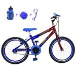 Ficha técnica e caractérísticas do produto Bicicleta Infantil Aro 20 Azul Vermelha Kit e Roda Aero Azul com Acessórios