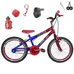 Ficha técnica e caractérísticas do produto Bicicleta Infantil Aro 20 Azul Vermelha Kit e Roda Aero Vermelho C/Acelerador Sonoro
