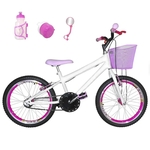 Ficha técnica e caractérísticas do produto Bicicleta Infantil Aro 20 Branca Kit E Roda Aero Pink Com Acessórios