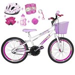 Ficha técnica e caractérísticas do produto Bicicleta Infantil Aro 20 Branca Kit e Roda Aero Pink com Capacete e Kit Proteção