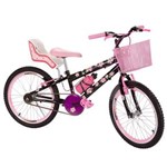 Ficha técnica e caractérísticas do produto Bicicleta Infantil Aro 20 Flowers Black com Cadeirinha de Boneca