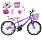 Ficha técnica e caractérísticas do produto Bicicleta Infantil Aro 20 Lilás Kit e Roda Aero Rosa Bebê C/Cadeirinha de Boneca Completa