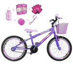 Ficha técnica e caractérísticas do produto Bicicleta Infantil Aro 20 Lilás Kit e Roda Aero Rosa Bebê com Acessórios e Kit Proteção