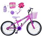 Ficha técnica e caractérísticas do produto Bicicleta Infantil Aro 20 Pink Kit e Roda Aero Lilás C/Acessórios e Kit Proteção