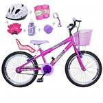 Ficha técnica e caractérísticas do produto Bicicleta Infantil Aro 20 Pink Kit e Roda Aero Lilás C/Cadeirinha de Boneca Completa