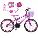 Ficha técnica e caractérísticas do produto Bicicleta Infantil Aro 20 Pink Kit e Roda Aero Pink C/Acessórios e Kit Proteção