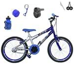 Bicicleta Infantil Aro 20 Preta Kit e Roda Aero Azul C/ Acelerador Sonoro