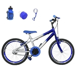 Ficha técnica e caractérísticas do produto Bicicleta Infantil Aro 20 Prata Azul Kit E Roda Aero Azul Com Acessórios